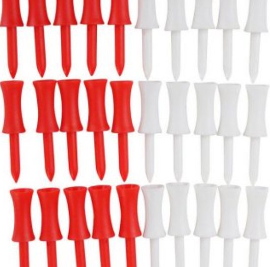 Apron Plastic Castle tees - golf - golftees - 2 1/8 inch - 30 stuks - rood - wit van Apron