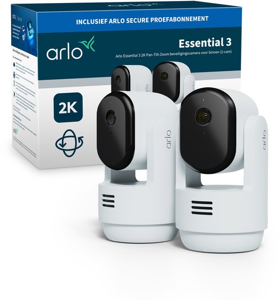 Arlo Essential3 2K PTZ beveiligingscamera voor binnen - 2 IP-Camera's van Arlo