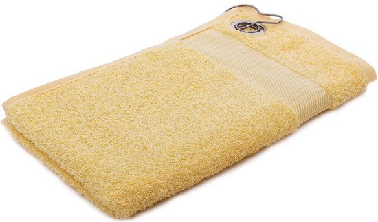 Arowell Golfhanddoek met clip 55 x 30 cm - 500 Gram - Crème geel (1 stuks) van Arowell