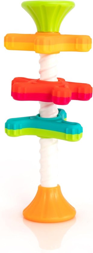 babies toys MinniSpinny Spinning Toy, Stacking Toy for Babies, Sensory Toy, Colourful Development Toy, the First Ever Twirling Toy, Educational Toy for Girls and Boys 10 Months and Older van Fat Brain Toys.