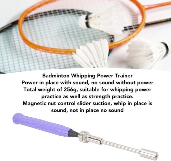 Badminton Racket Trainer - Swing Oefenracket - Armkracht Verbeteren - Magnetische Feedback - 40 cm - Zilver