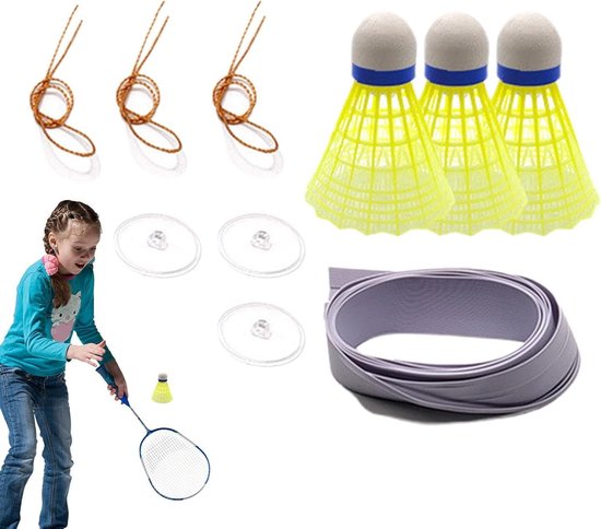 Badminton Trainer - Indoor Oefen Set - Reactiesnelheid Verbeteren - Automatische Terugslag - 40 Elastische Touwen - Lichtgevend