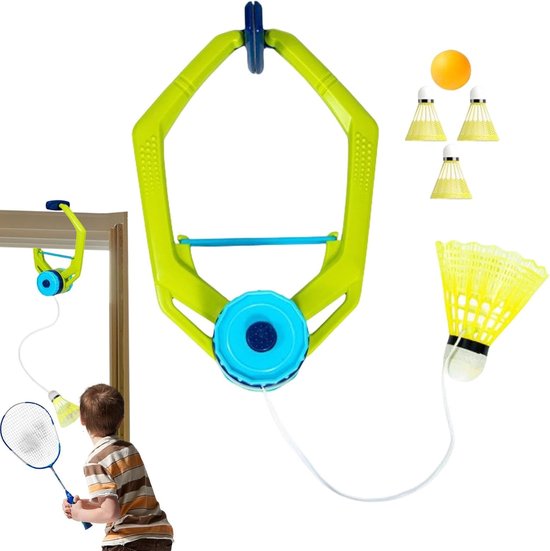 Badminton Trainer - Solo Oefen Set - Vaardigheden Verbeteren - Verstelbaar Rebound Systeem - 1 Trainer 3 Shuttle - Zwart