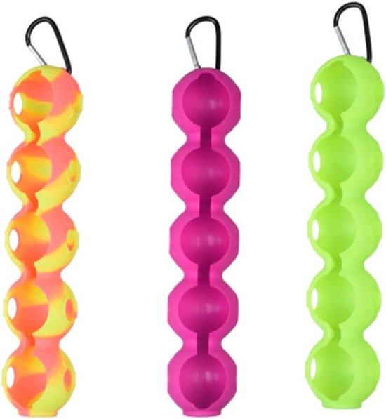 Balhoes 3-pack - Golf - Siliconen balhoes - Milieuvriendelijke - Opbergbalclip - Karabijnhaak - 5 ballen - Geschikt voor golfballen - Groen - Duurzaam