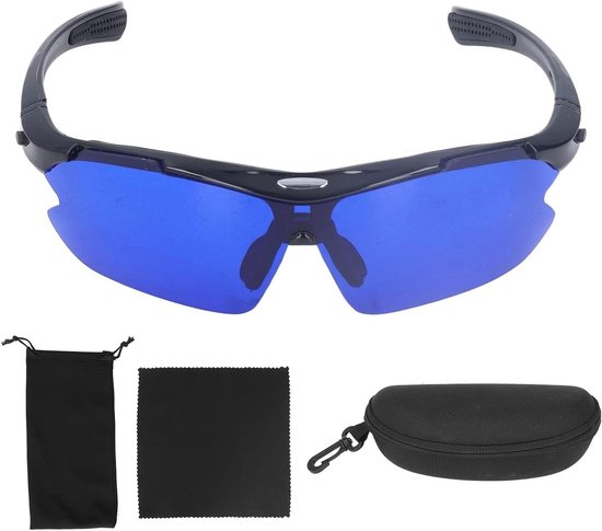 Ball Finder Bril met blauwe lens en opbergtas voor golfballen, golfaccessoire voor de outdoor cursus van Merkloos