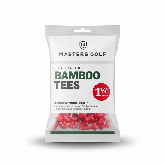 Bamboo Graduated Golftees 32mm 25 stuks Rood