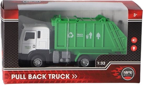 Basic Rapid Wheels Pull Back Vuilniswagen + Licht En Geluid van Happy People