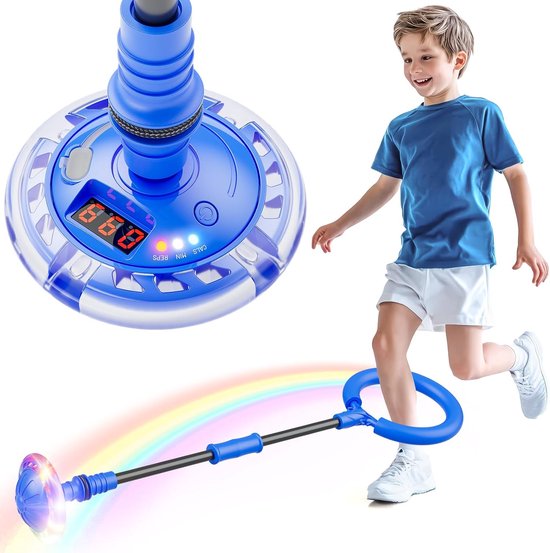Bee Knipperende springring voetkreisel voor kinderen met teller, timer, calorieënteller, speelgoed, cadeaus voor jongens en meisjes 6-12, oplaadbaar, opvouwbaar, swingwiel met lichtwiel, Kerstmis