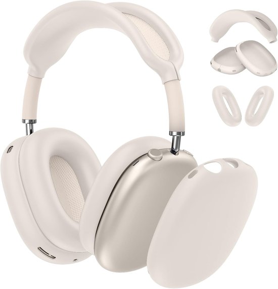 Beschermhoes voor AirPods MAX 2 (2026) en AirPods MAX van siliconen, 3-in-1, krasbestendige oorkussens, AirPods MAX, hoofdtelefoonafdekking en hoofdbandafdekking, sterrenlicht