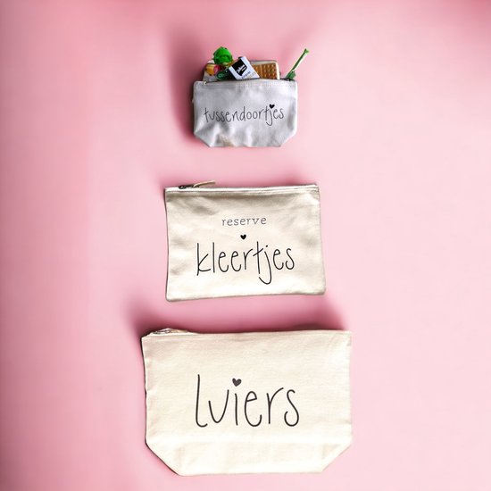 Bewaaretui | Organizer | Set van 3 | etui | Luiertas | Mommybag | Baby | Opbergtas | Katoen | Naturel | Kraamcadeau | Reserve Kleertjes | Luieres | Tussendoortjes van Little Company