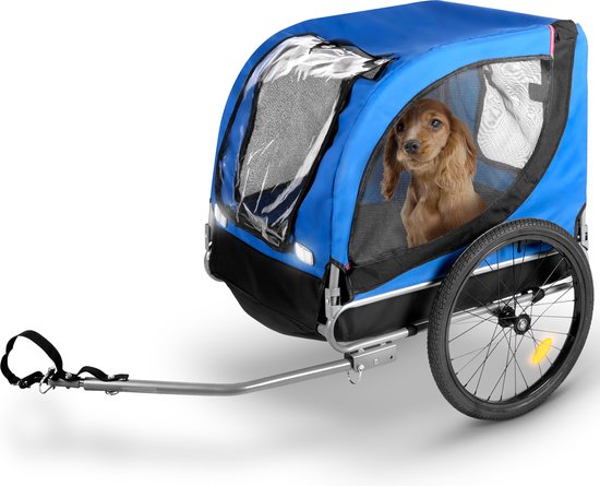 Bicycle Gear Hondenfietskar - Fietskar Hond - Fietsaanhanger voor Honden tot max. 40 KG - Hondenkar Opvouwbaar - Hondenkar met Reflectoren en Verstelbare Regenhoes - Blauw van BIC