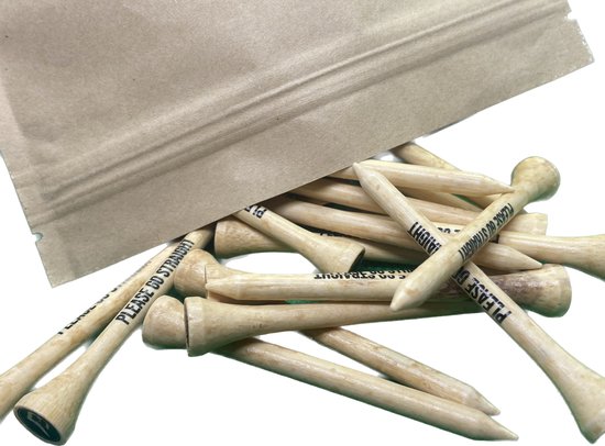 Big Fred's Bamboe Golf Tees - 70 mm - 100 Stuks - 'PLEASE GO STRAIGHT' - Ideaal Golf Cadeau van BIG