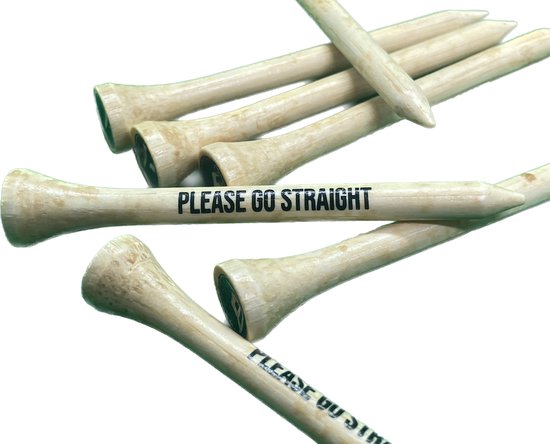 Big Fred's Bamboe Golf Tees - 70 mm - 100 Stuks - 'PLEASE GO STRAIGHT' - Ideaal Golf Cadeau van BIG