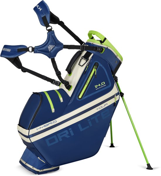 Big Max Dri Lite Hybrid Tour 2 - Waterwerende Golftas - Standbag - Navy Lime van Merkloos