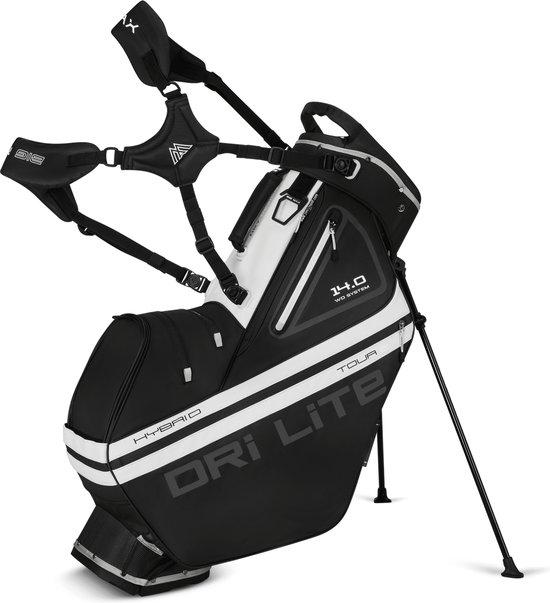Big Max Dri Lite Hybrid Tour 2 - Waterwerende Golftas - Standbag - Zwart Wit van Merkloos