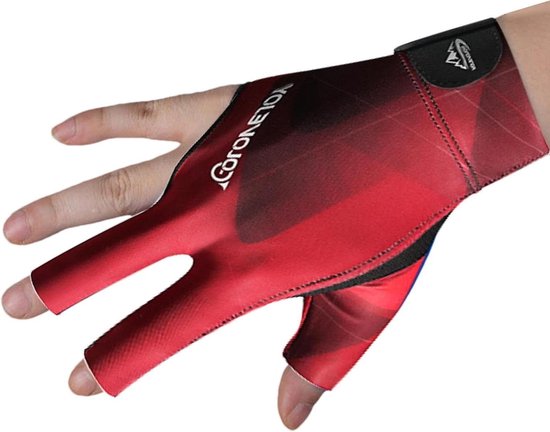 Biljart Handschoenen - Pool Handschoenen - Sport Spel Verbeteren - Drie Vinger Ontwerp - One Size - Zwart Rood