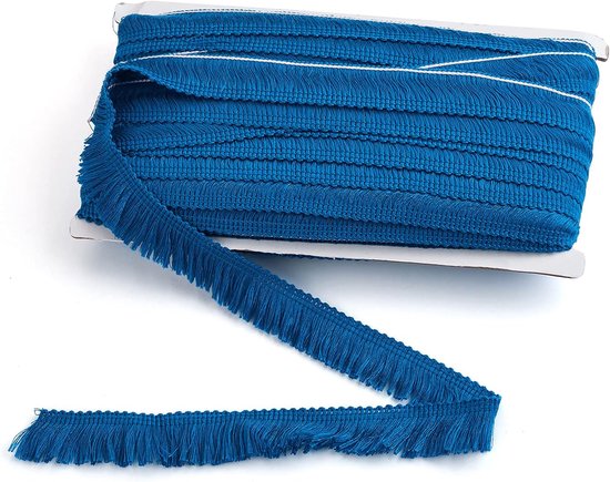 Blauwe franje kwastje trim 6,35 cm x 24,6 meter polyestervezel franje trim voor naaien, quilten, DIY, huisdecoratie