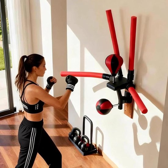 Boks Trainer - Reactie Staven - Verbeteren Conditie - Multidimensionale Training - 110-165 cm - Rood Zwart