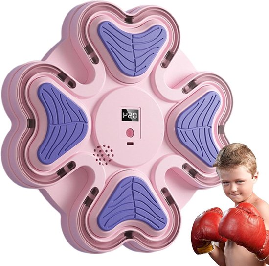 Boksmachine Muurmontage - Stoottrainer Slim - Fitness Kracht - Intelligent Trainingssysteem - 30x29.3x8.1 cm - Roze