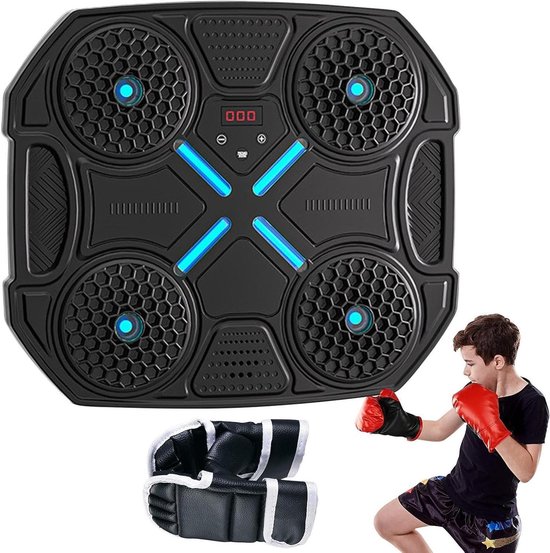 Bokstrainer met muziek - Trainingsapparaat - Ritmisch Vechten - Automatische telling - 31 x 27 cm - Zwart