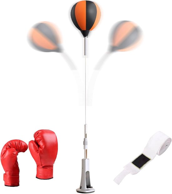Bokszak met standaard - Snelheidstas - Fitness training - Sterke rebound - 130-150 cm - Zwart