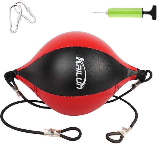 Bokszak Trainer - Reflex Bal - Coördinatie Trainen - Dubbele Bevestiging - 30 cm - Zwart Rood