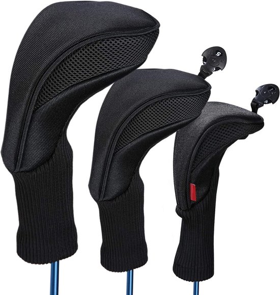 BOTC Golfclubhoofdhoes voor driver fairway - 3 stuks houten Hoofdhoezen - Golfaccessoires - Hybride Hoofdhoezenset met labels van BOTC