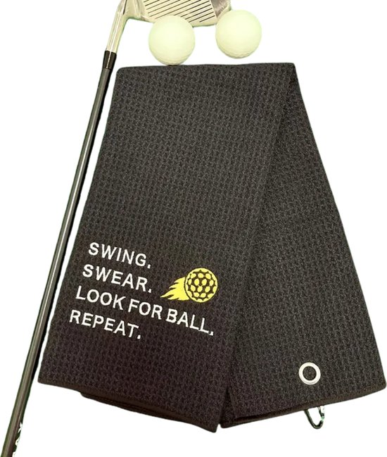Bovista Golf Handdoek - Golfhanddoek - Golf Accessoires - Towel - Comfortabel - Zwart van Bovista