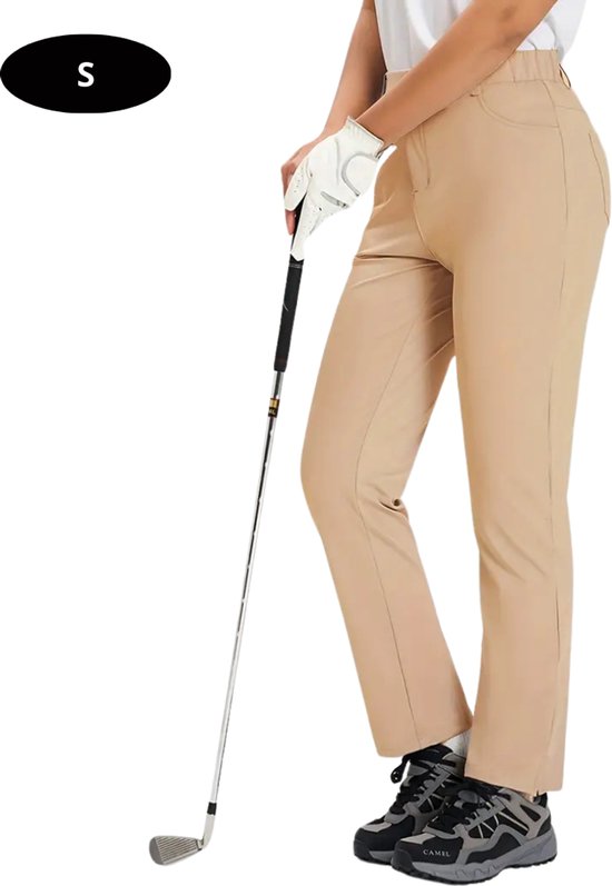 Bovista Golfbroek Dames - Golfkleding - Golfen - Golf Accessoires - Nette Pantalon - Beige S - Maat 36 van Merkloos