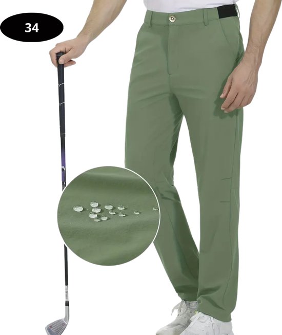 Bovista Golfbroek Heren - Golfkleding - Golfen - Golf Accessoires - Nette Pantalon - Legergroen L - Maat 50 van Bovista