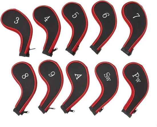 Bovista Golfclub Headcover - Covers - Beschermers - Golfset - Rood - 10 Stuks van Merkloos