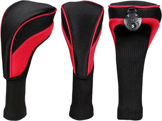 Bovista Golfclub Headcover - Covers - Beschermers - Golfset - Rood - 3 Stuks van Merkloos