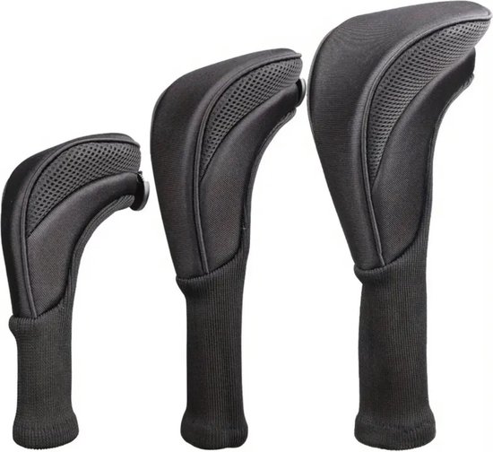 Bovista Golfclub Headcover - Covers - Beschermers - Golfset - Zwart - 3 Stuks van Merkloos