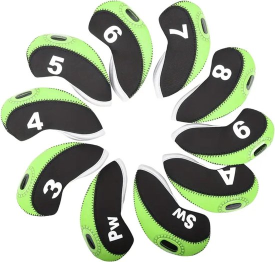 Bovista Golfclub Headcover - Covers - Beschermers - Golfset - Zwart & Groen - 10 Stuks van Bovista