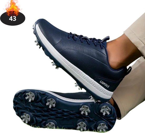 Bovista Golfschoenen Heren - Golfkleding - Golfschoenen Antislip - Waterdicht - Golfen - Met Spikes - Marineblauw - 43 van $