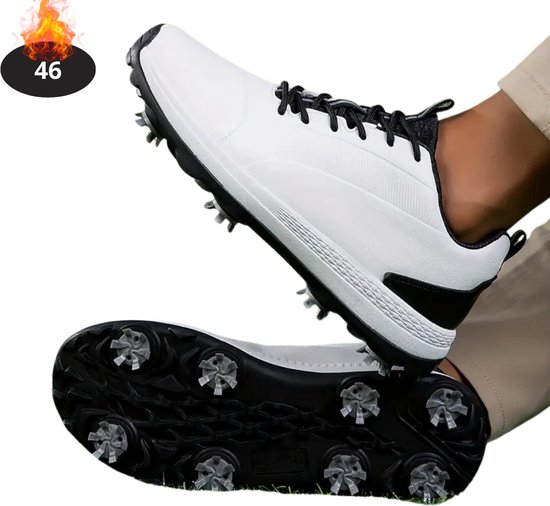 Bovista Golfschoenen Heren - Golfkleding - Golfschoenen Antislip - Waterdicht - Golfen - Met Spikes - Melk - 46