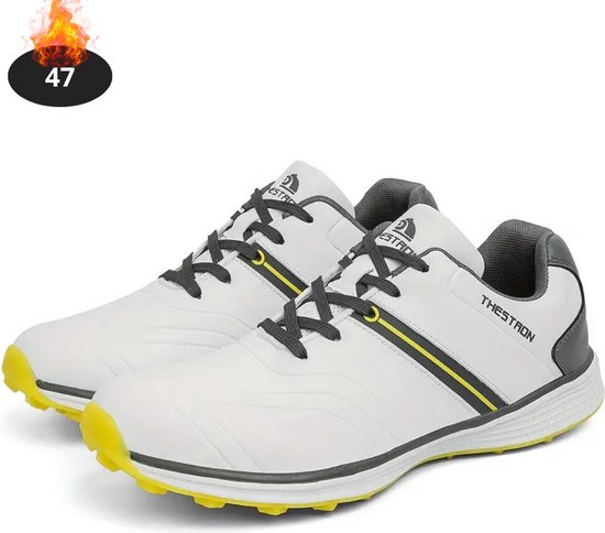 Bovista Golfschoenen Heren - Golfkleding - Golfschoenen Antislip - Waterdicht - Golfen - Wit/Geel - 47 van Bovista