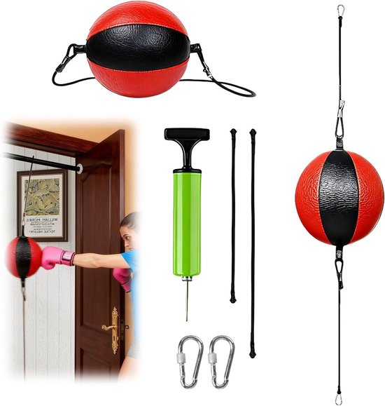 Boxing en MMA Speedball Set met Pomp en Veiligheidsclips, Reflectief Trainingsapparaat, 20 cm Diameter, Ideaal voor Thuisgebruik en Verbetering van Snelheid en Coördinatie