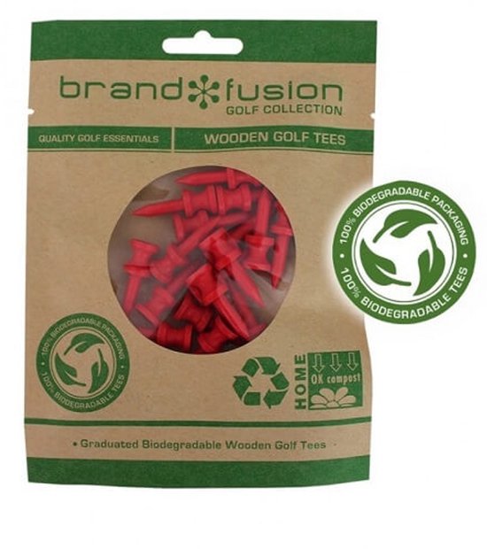 Brand Fusion Biodegradable Wooden Golf Tees 31mm 20 pack