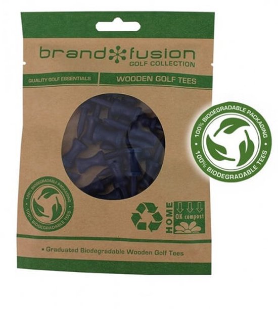 Brand Fusion Biodegradable Wooden Golf Tees 37mm 20 pack van Merkloos