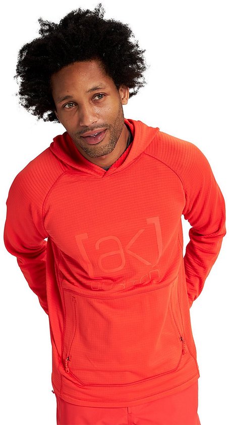 BURTON - Men's [ak] Helium Grid Hooded Pullover Fleece - m - Fiesta Red