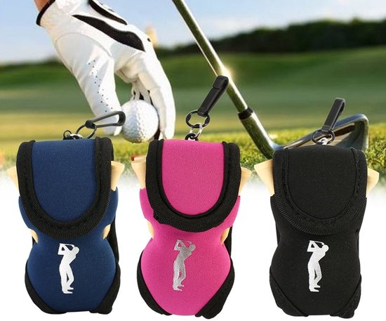 Byshayne - Ball/Tee Bag Holder - Golfaccessoires - Handige clip voor golfspelers - Blauw - Inclusief tees en golfballen - Ideaal voor golfclub