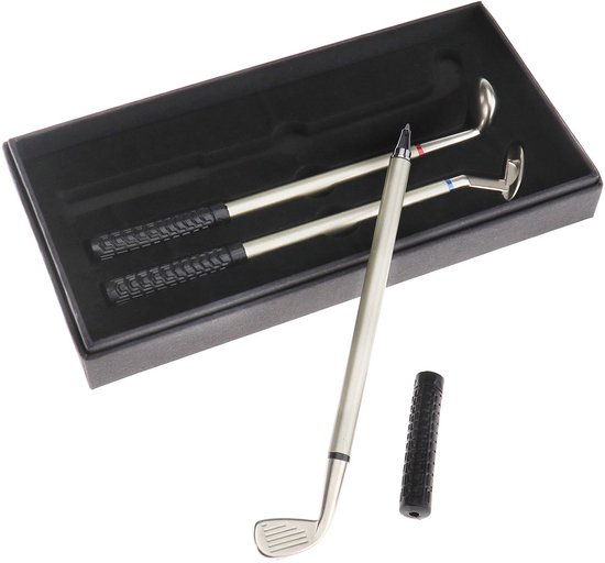 Byshayne- Golfputter Miniatuur Set - 3x Balpennen - Golfclub Cadeau - Geschenkdoos - Perfect voor Golfliefhebbers - Rubber Grip - Balpen