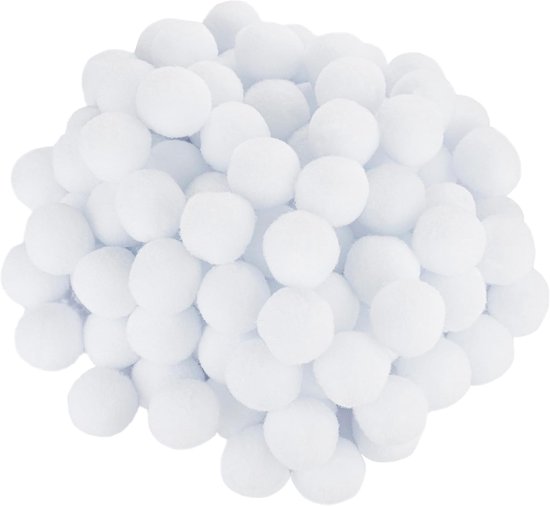 - C60457 - 100 pompons Ø 20 mm - kleur wit - van textiel - slingers om zelf vorm te geven voor hobby-korte decoratie naaien kleding borduurwerk