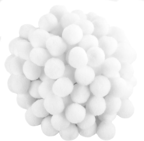 - C60468 - 100 pompons Ø 13 mm - kleur wit - van textiel - slingers om zelf vorm te geven voor hobby-korte decoratie naaien kleding borduurwerk