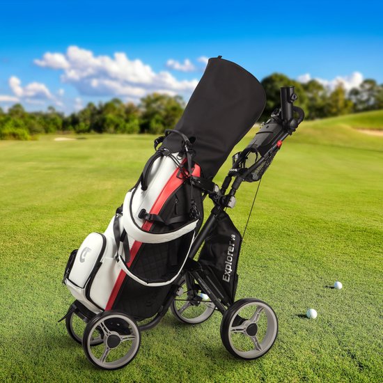 Caddytek Unisex Explorer V8 - Silver Golf Push Cart, Zilver, One Size UK - ShopVlot