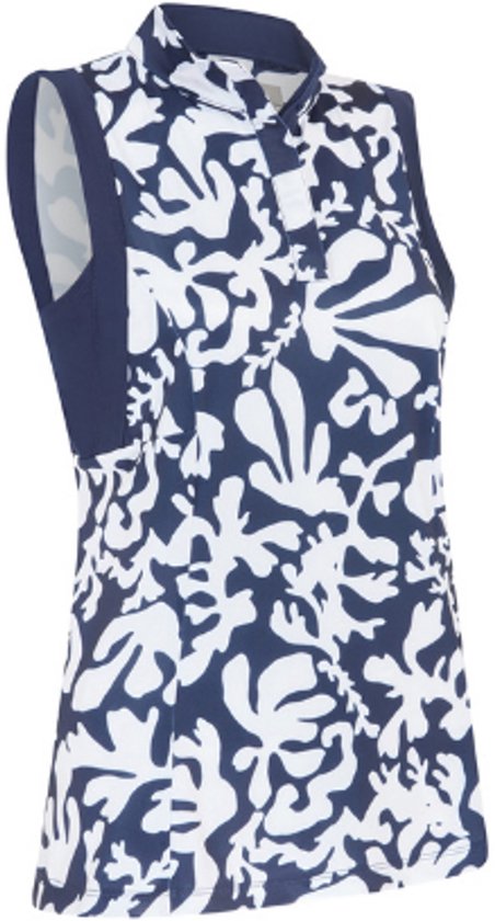 Callaway Abstract Floral Sleeveless Polo Dames Peacoat van Merkloos