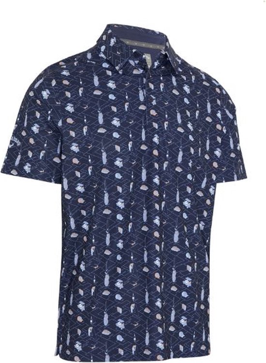 Callaway Heren Golfpolo Essentials Print In Peacoat van Callaway