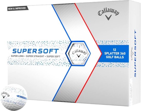 Callaway SuperSoft Splatter 360 Blue 2024 Golfballen - Wit Blauw van Merkloos