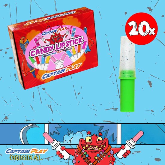 Candy Lipstick Voordeelpak – 20 snoep lippenstiften individueel verpakt, 100g – retro uitdeelsnoep kinderfeestje & traktatie